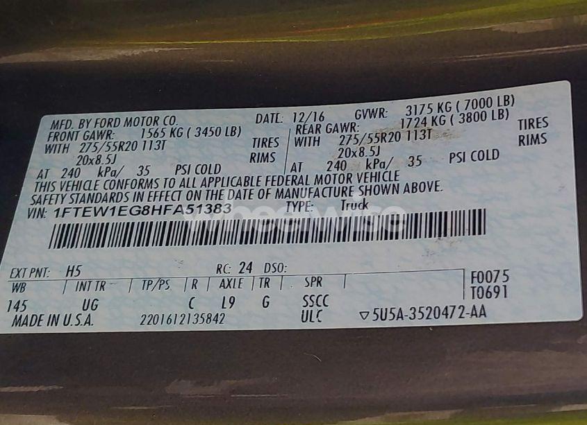 Photo 9 of 2017 Ford F-150 XLT (VIN 1FTEW1EG8HFA51383)