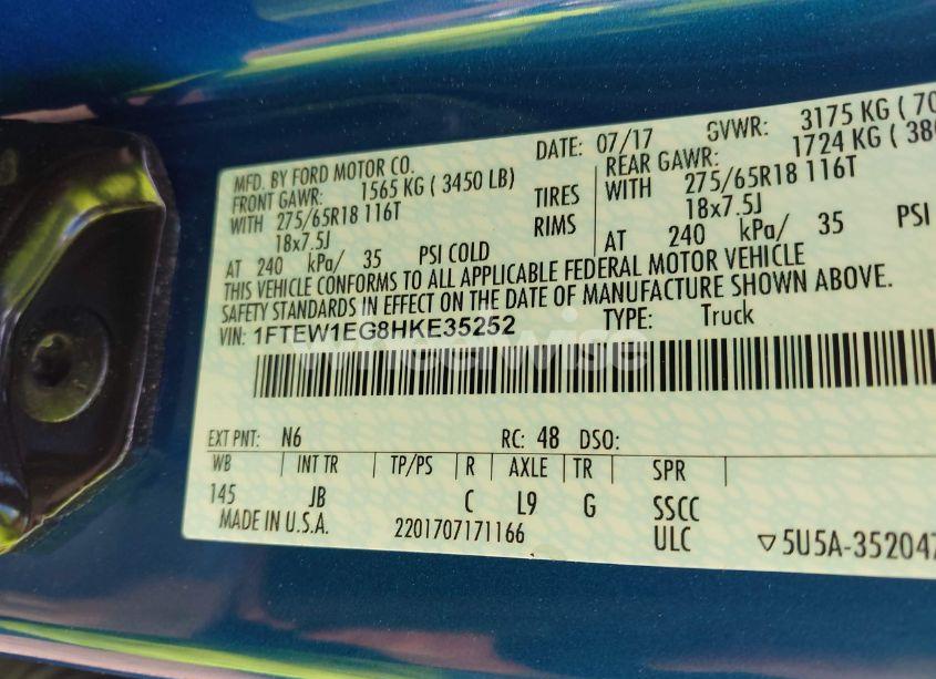 Photo 9 of 2017 Ford F-150 XLT (VIN 1FTEW1EG8HKE35252)