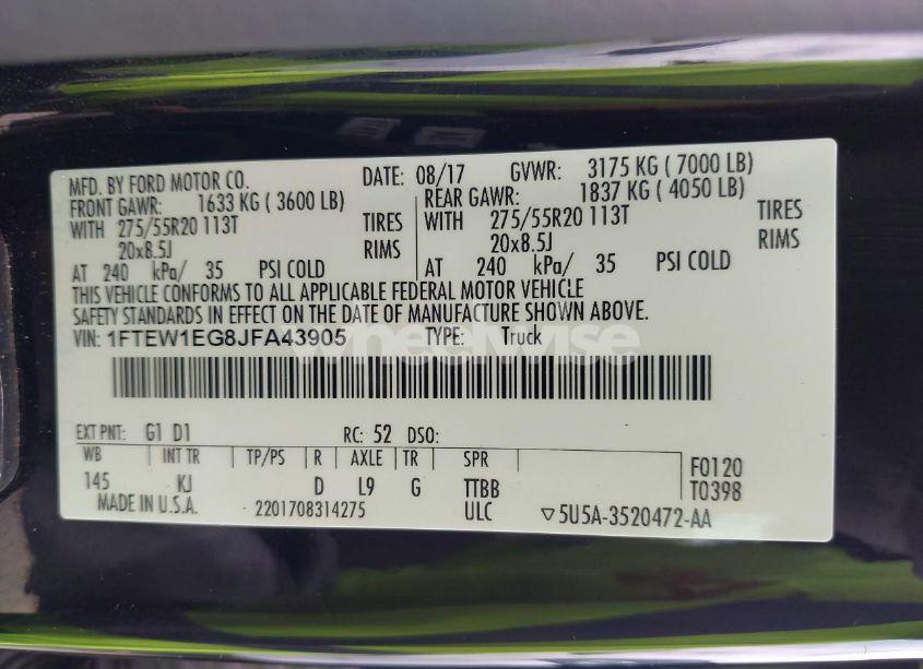 Photo 9 of 2018 Ford F-150 KING RANCH (VIN 1FTEW1EG8JFA43905)