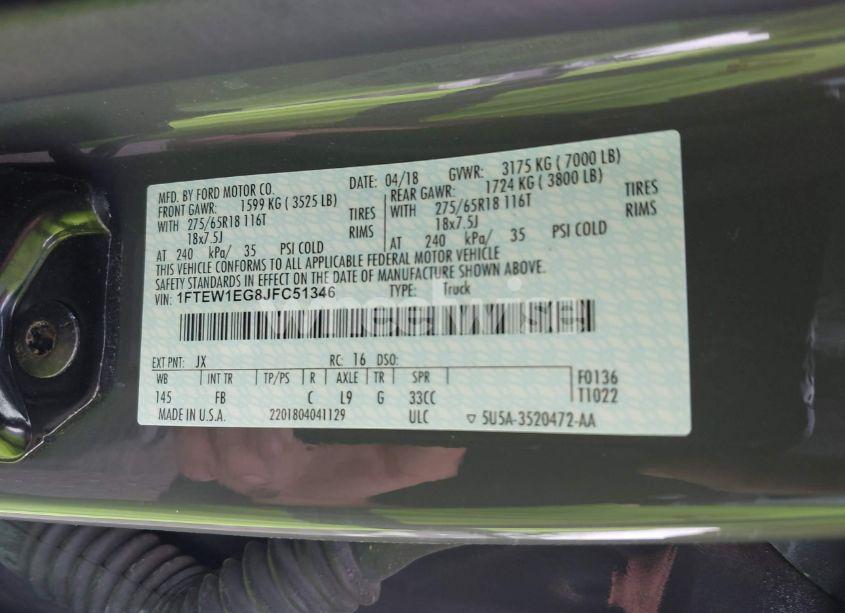 Photo 9 of 2018 Ford F-150 XLT (VIN 1FTEW1EG8JFC51346)