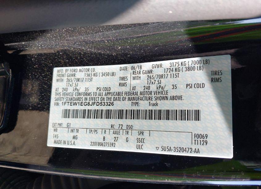 Photo 9 of 2018 Ford F-150 XLT (VIN 1FTEW1EG8JFD53326)