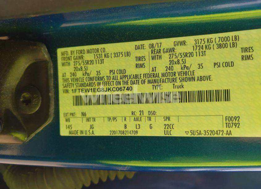 Photo 9 of 2018 Ford F-150 XL (VIN 1FTEW1EG8JKC06740)