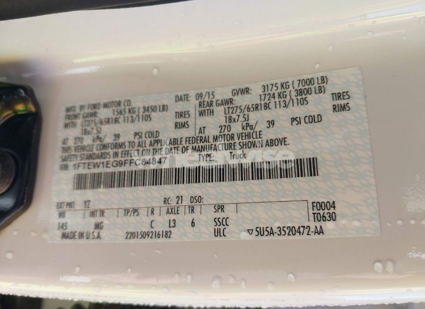 Photo 9 of 2015 Ford F-150 XLT (VIN 1FTEW1EG9FFC84847)