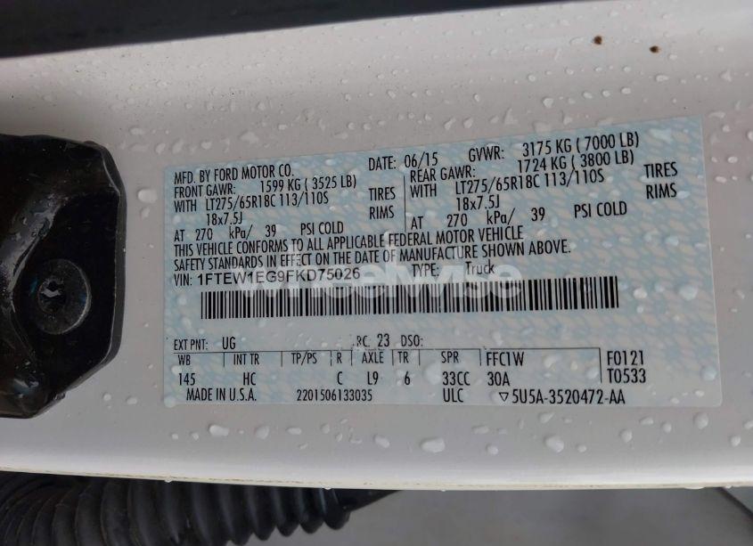 Photo 9 of 2015 Ford F-150 LARIAT (VIN 1FTEW1EG9FKD75026)