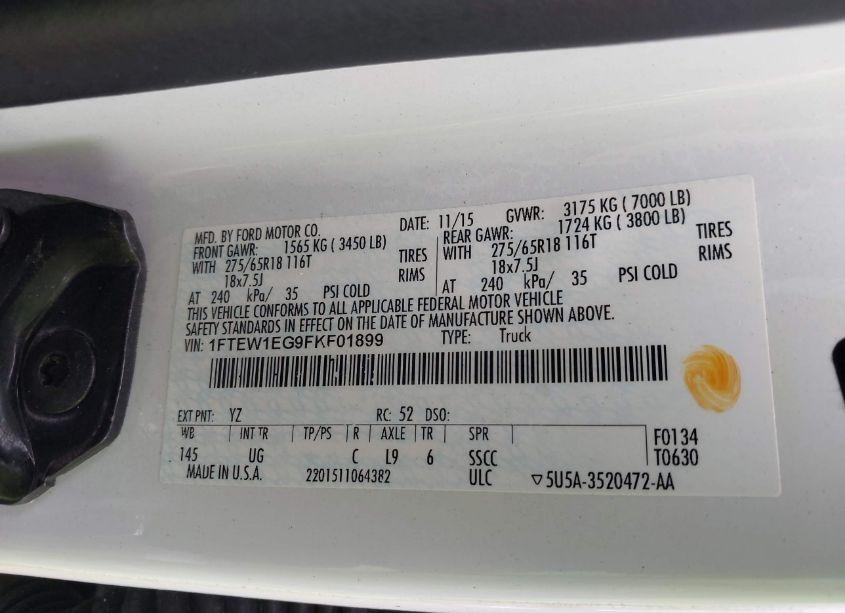 Photo 9 of 2015 Ford F-150 XLT (VIN 1FTEW1EG9FKF01899)
