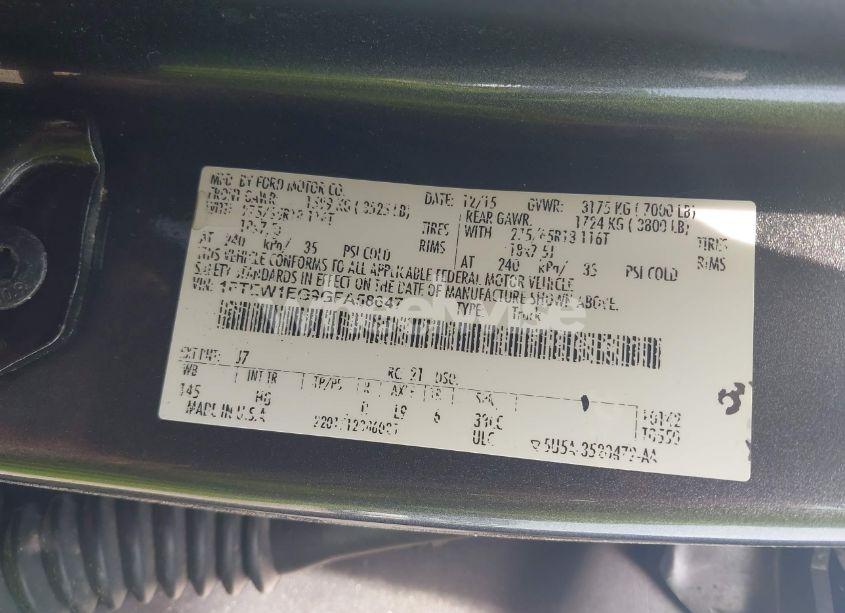 Photo 9 of 2016 Ford F-150 LARIAT (VIN 1FTEW1EG9GFA58647)