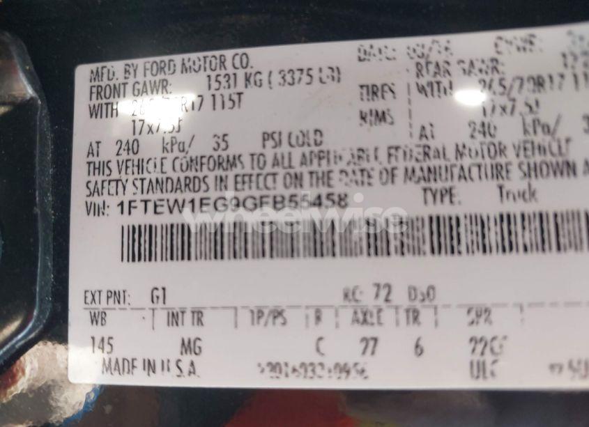 Photo 9 of 2016 Ford F-150 XLT (VIN 1FTEW1EG9GFB55458)