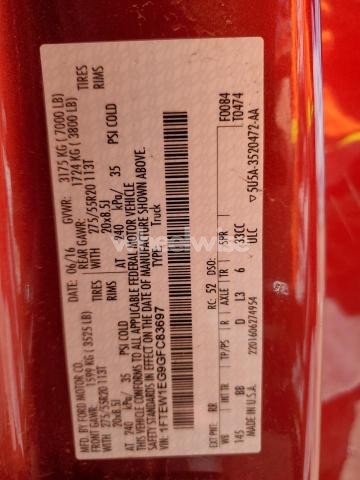 Photo 8 of 2016 FORD F150 SUPERCREW (VIN 1FTEW1EG9GFC83697)