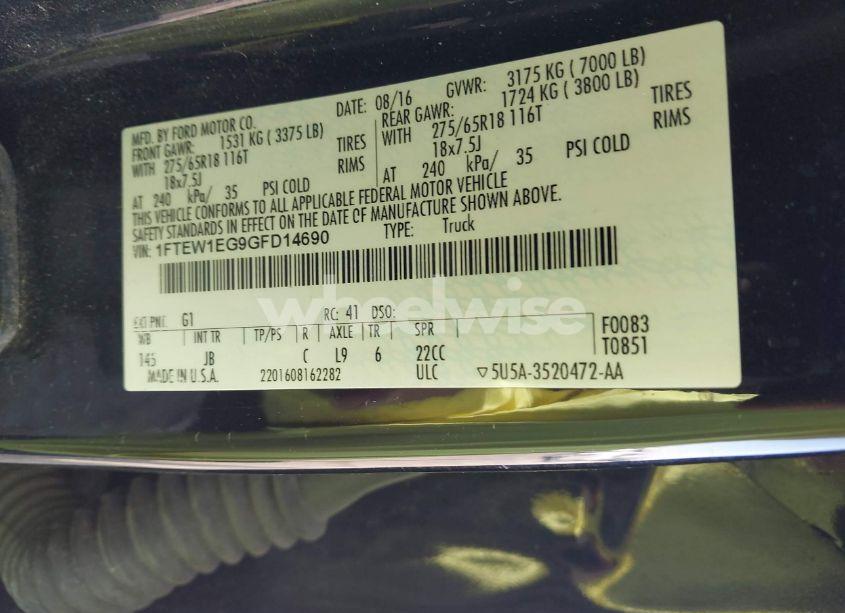 Photo 9 of 2016 Ford F-150 XLT (VIN 1FTEW1EG9GFD14690)