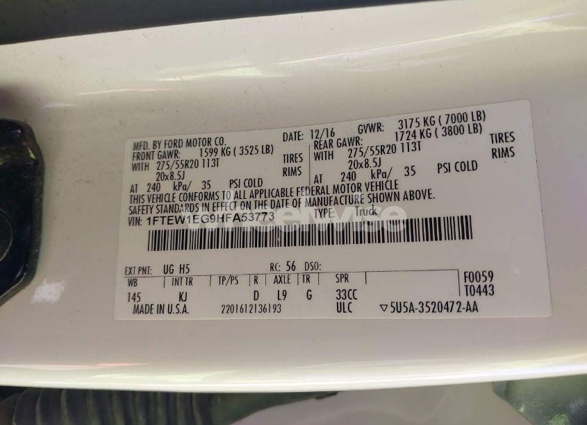 Photo 9 of 2017 Ford F-150 KING RANCH (VIN 1FTEW1EG9HFA53773)