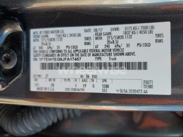 Photo 11 of 2018 FORD F150 SUPERCREW (VIN 1FTEW1EG9JFA17457)