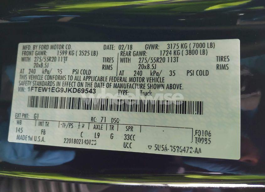 Photo 9 of 2018 Ford F-150 XLT (VIN 1FTEW1EG9JKD69543)