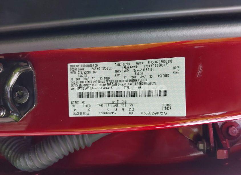 Photo 9 of 2018 Ford F-150 XLT (VIN 1FTEW1EG9JKF49315)