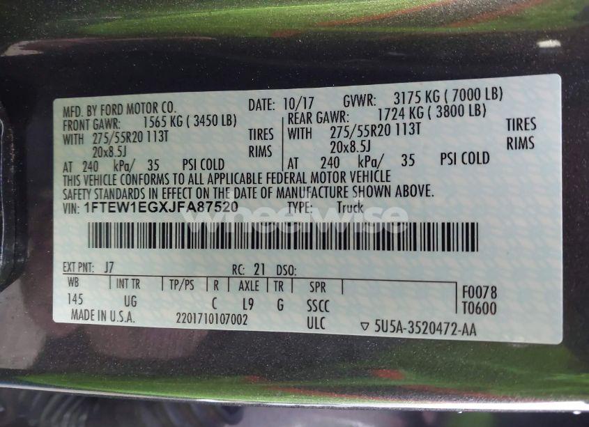 Photo 9 of 2018 Ford F-150 XLT (VIN 1FTEW1EGXJFA87520)