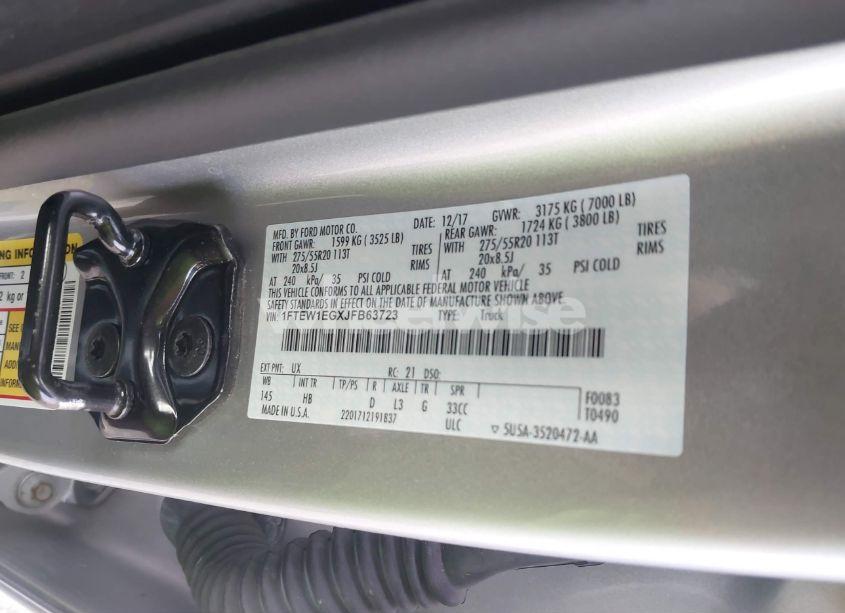 Photo 9 of 2018 Ford F-150 LARIAT (VIN 1FTEW1EGXJFB63723)