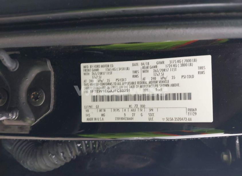 Photo 9 of 2018 Ford F-150 XLT (VIN 1FTEW1EGXJFC80251)