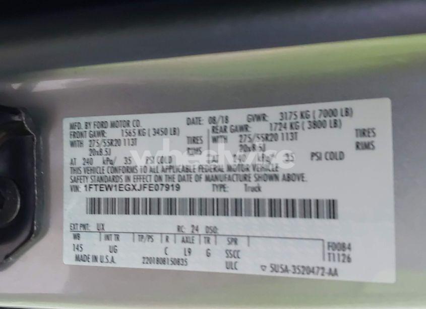 Photo 9 of 2018 Ford F-150 XLT (VIN 1FTEW1EGXJFE07919)