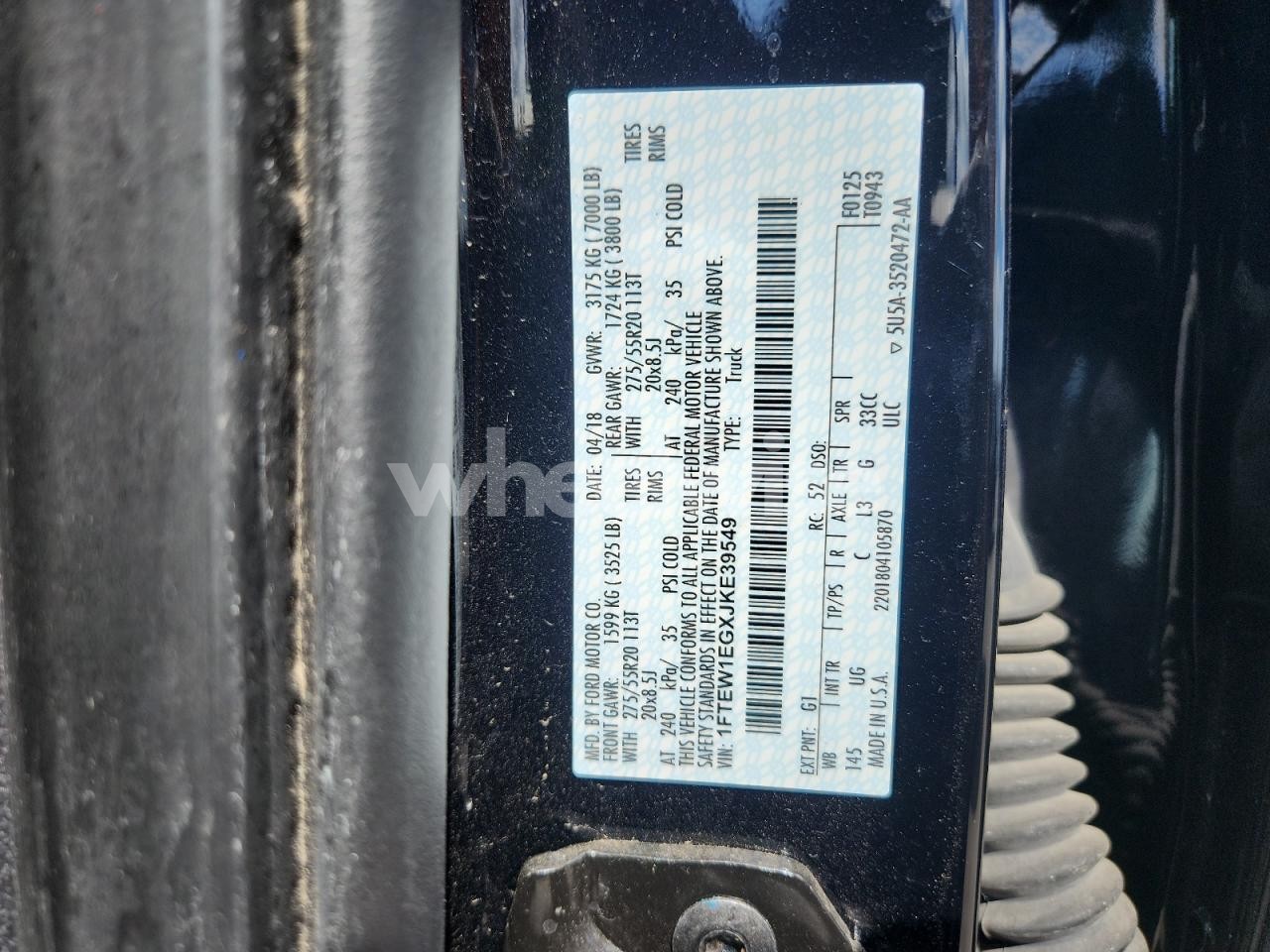 Photo 12 of 2018 FORD F150 SUPERCREW (VIN 1FTEW1EGXJKE39549)