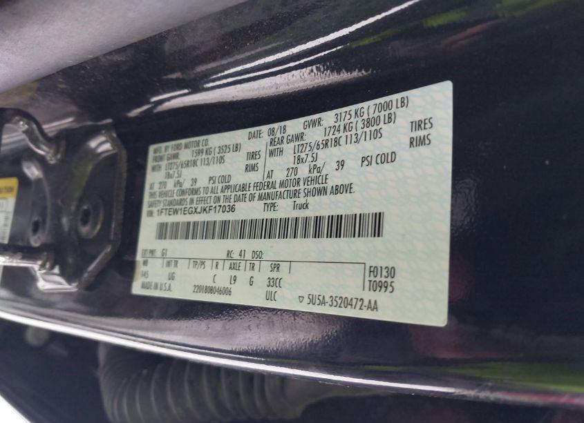 Photo 9 of 2018 Ford F-150 XLT (VIN 1FTEW1EGXJKF17036)