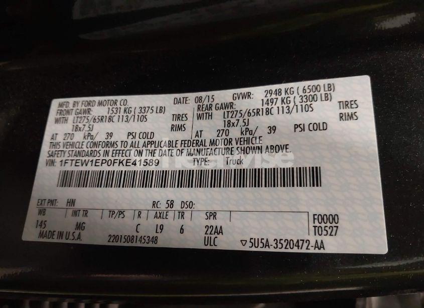 Photo 9 of 2015 Ford F-150 (VIN 1FTEW1EP0FKE41589)