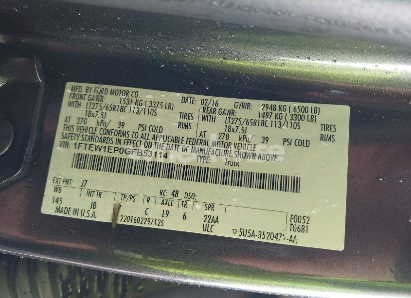 Photo 9 of 2016 Ford F-150 XLT (VIN 1FTEW1EP0GFB53114)