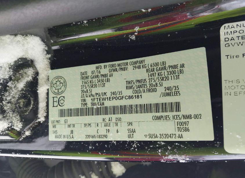 Photo 9 of 2016 Ford F-150 XLT (VIN 1FTEW1EP0GFC86181)