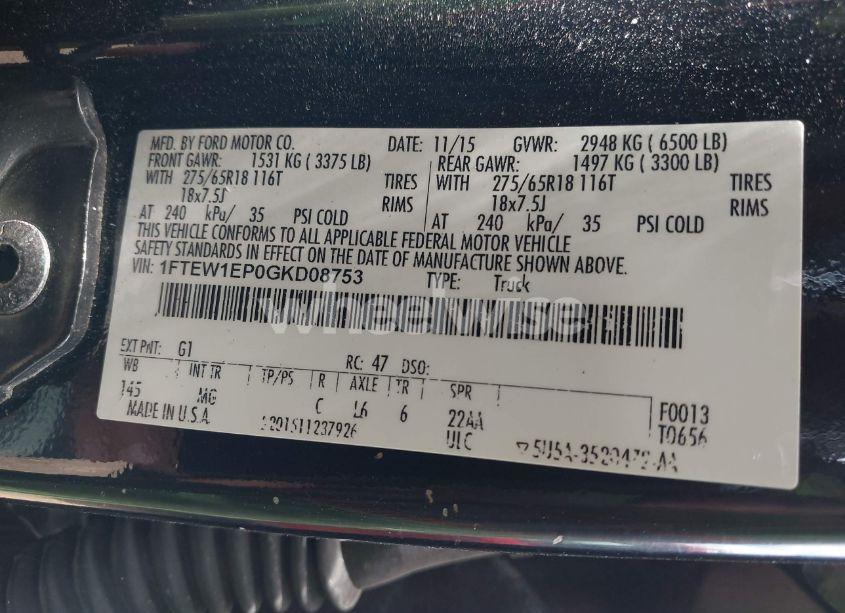 Photo 9 of 2016 Ford F-150 XLT (VIN 1FTEW1EP0GKD08753)