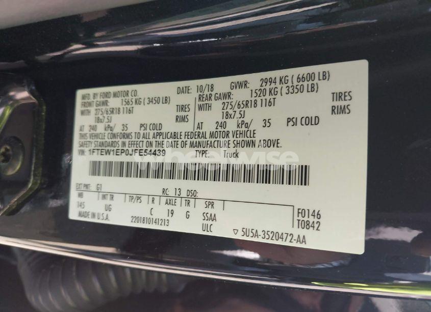 Photo 9 of 2018 Ford F-150 XLT (VIN 1FTEW1EP0JFE54439)