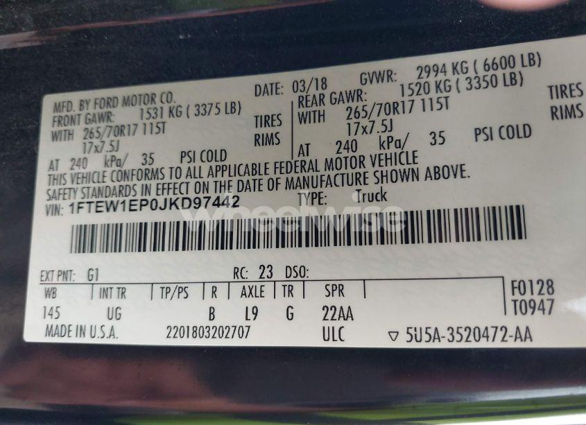 Photo 9 of 2018 Ford F-150 XLT (VIN 1FTEW1EP0JKD97442)