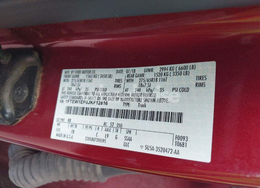 Photo 9 of 2018 Ford F-150 XLT (VIN 1FTEW1EP0JKF12816)