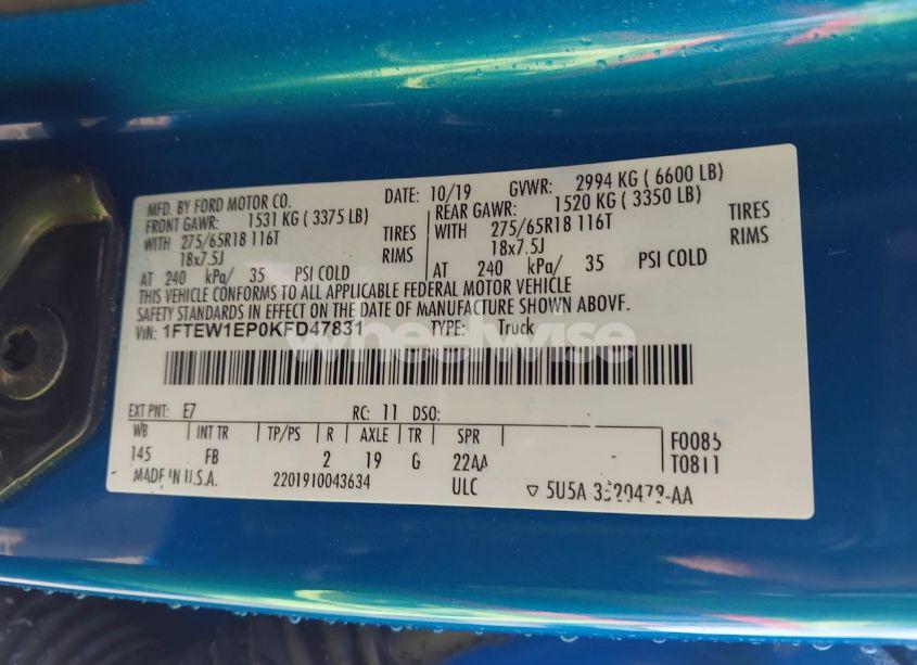 Photo 9 of 2019 Ford F-150 XLT (VIN 1FTEW1EP0KFD47831)