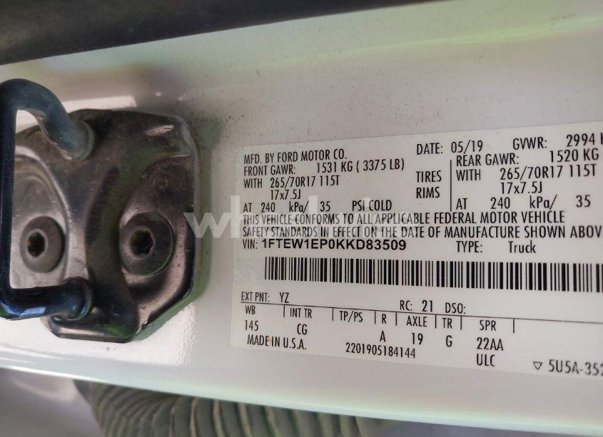 Photo 9 of 2019 Ford F-150 XL (VIN 1FTEW1EP0KKD83509)