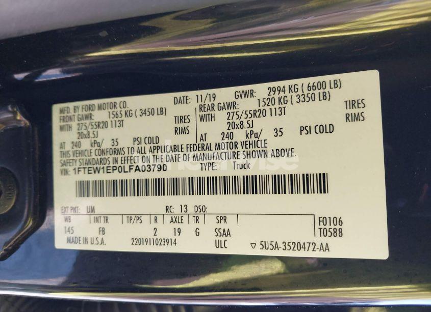 Photo 9 of 2020 Ford F-150 XLT (VIN 1FTEW1EP0LFA03790)