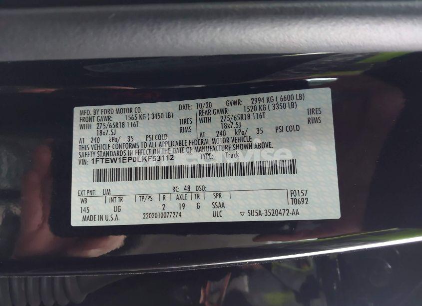 Photo 9 of 2020 Ford F-150 XLT (VIN 1FTEW1EP0LKF53112)