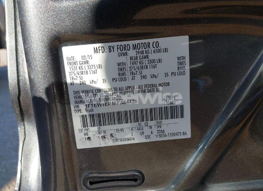 Photo 9 of 2015 Ford F-150 XLT (VIN 1FTEW1EP1FFA54476)