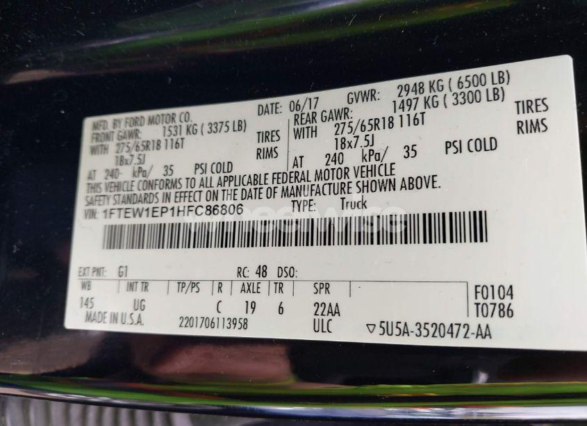 Photo 9 of 2017 Ford F-150 XLT (VIN 1FTEW1EP1HFC86806)