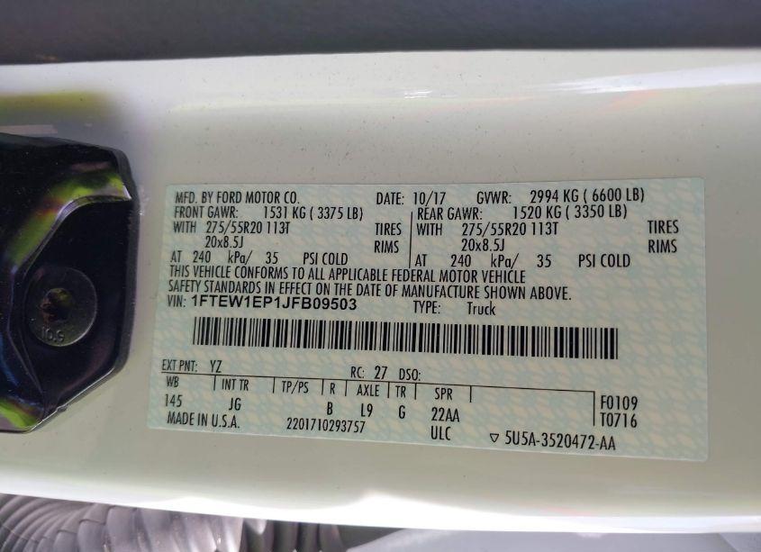 Photo 9 of 2018 Ford F-150 XL (VIN 1FTEW1EP1JFB09503)