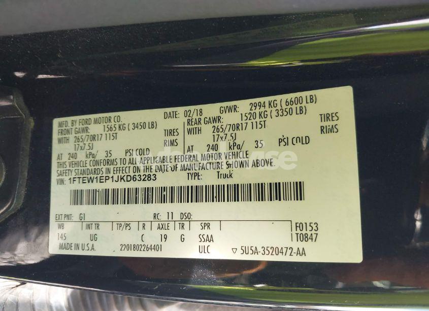 Photo 9 of 2018 Ford F-150 XLT (VIN 1FTEW1EP1JKD63283)