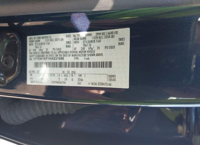 Photo 9 of 2019 Ford F-150 XLT (VIN 1FTEW1EP1KKE21698)