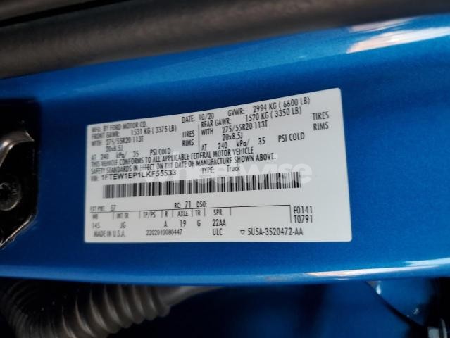 Photo 12 of 2020 FORD F150 SUPERCREW (VIN 1FTEW1EP1LKF55533)