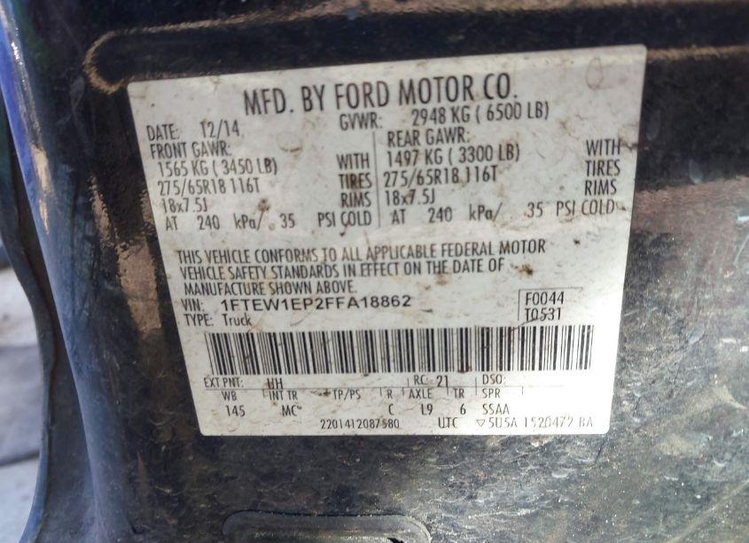 Photo 9 of 2015 Ford F-150 XLT (VIN 1FTEW1EP2FFA18862)