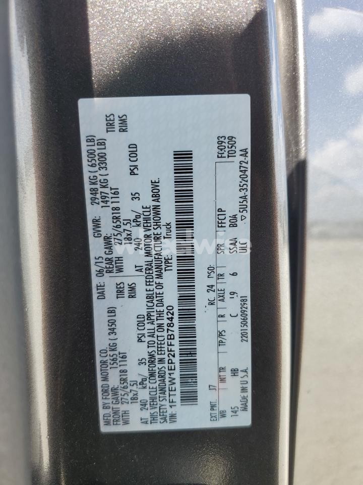 Photo 12 of 2015 FORD F150 SUPERCREW (VIN 1FTEW1EP2FFB78420)