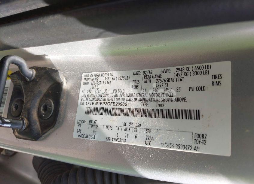 Photo 9 of 2016 Ford F-150 XLT (VIN 1FTEW1EP2GFB20986)