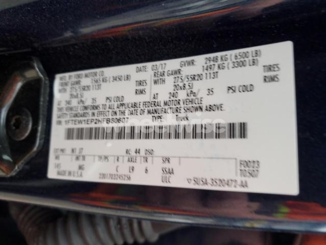 Photo 6 of 2017 FORD F150 SUPERCREW (VIN 1FTEW1EP2HFB80607)