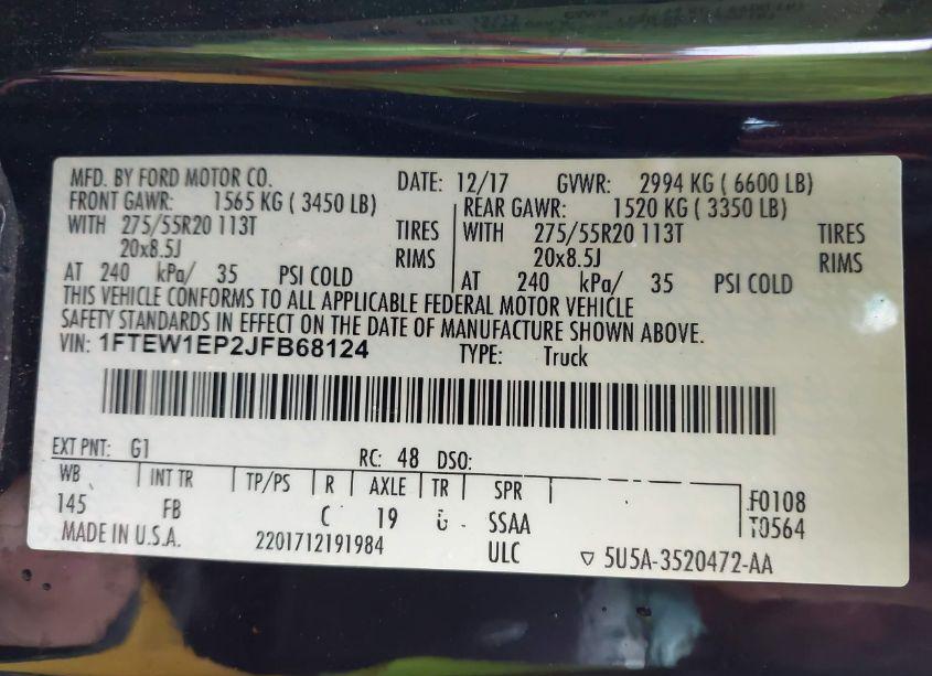Photo 9 of 2018 Ford F-150 XLT (VIN 1FTEW1EP2JFB68124)