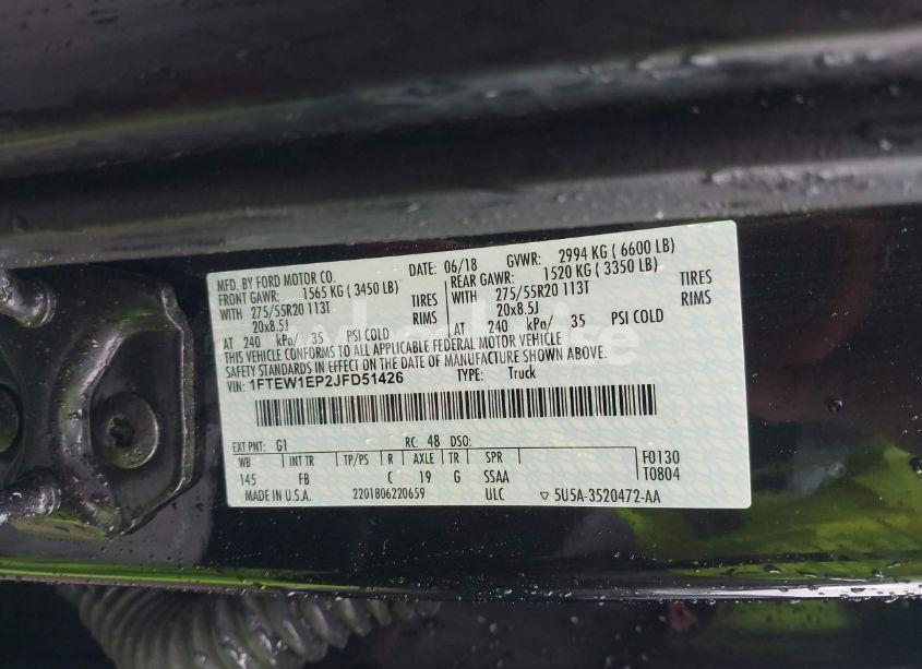 Photo 9 of 2018 Ford F-150 XLT (VIN 1FTEW1EP2JFD51426)