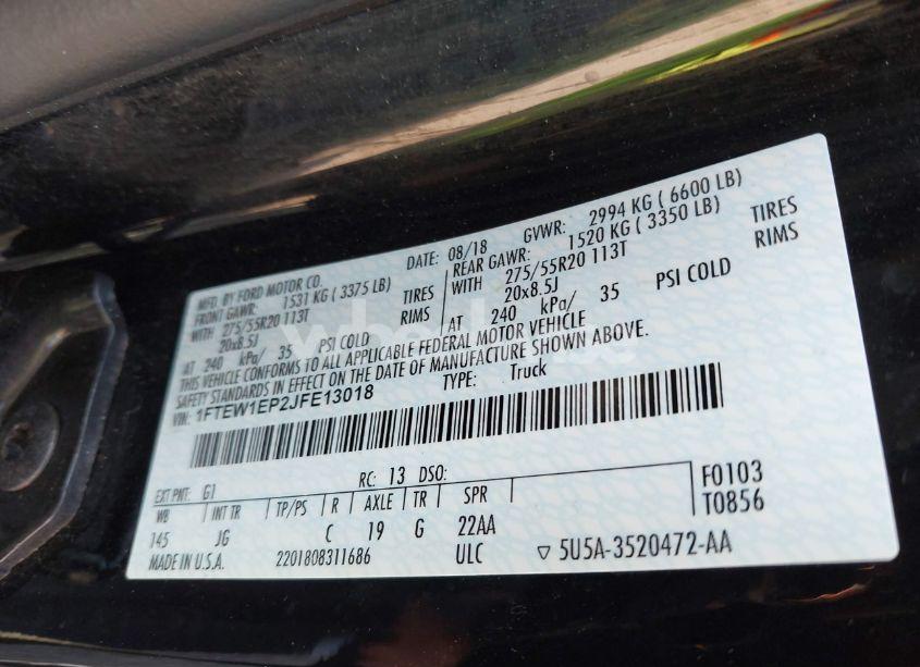 Photo 9 of 2018 Ford F-150 XL (VIN 1FTEW1EP2JFE13018)