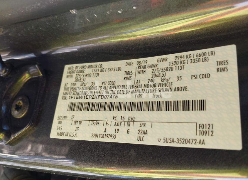 Photo 9 of 2019 Ford F-150 XL (VIN 1FTEW1EP2KFD07475)