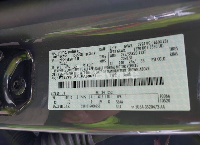 Photo 9 of 2020 Ford F-150 XLT (VIN 1FTEW1EP2LFA60671)