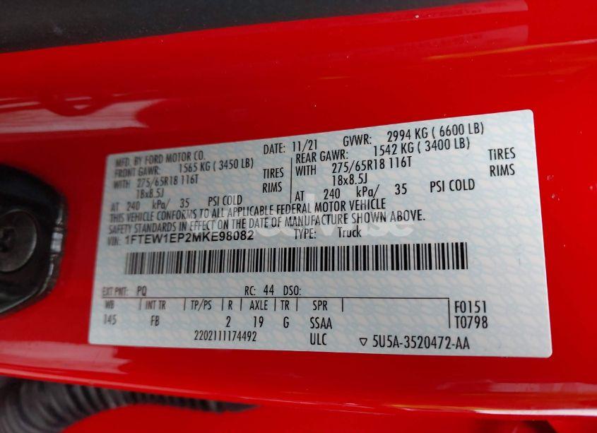 Photo 9 of 2021 Ford F-150 XLT (VIN 1FTEW1EP2MKE98082)